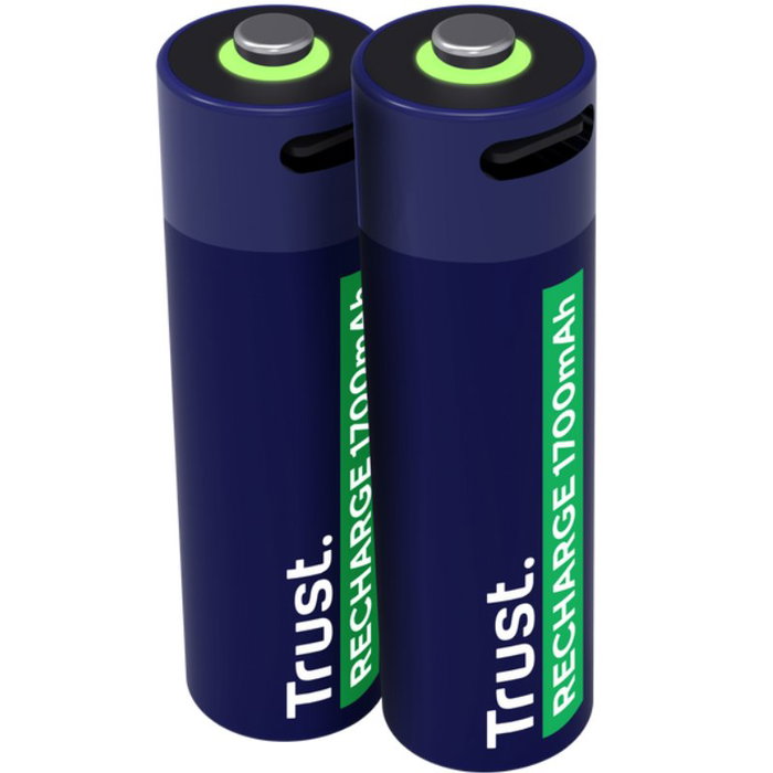 Trust Pack de 2 Pilas Recargables AA USB-C 1700 mAh Trust Pack de 2 Pilas Recargables AA USB-C 1700 mAh